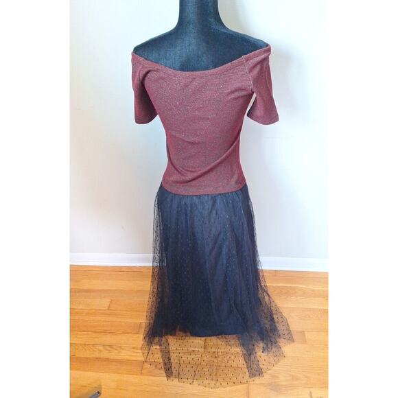 Red Valentino Point d'Esprit Lurex Knit Polka Dot Stripe Dress Women Size Medium - Picture 15 of 15